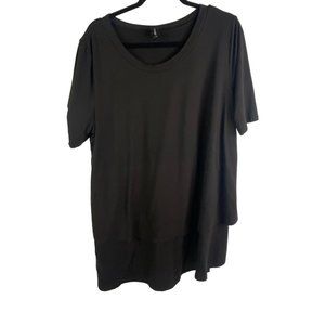 Agnes & Dora Womens Tiered Blouse Black Casual T-shirt Size 3X